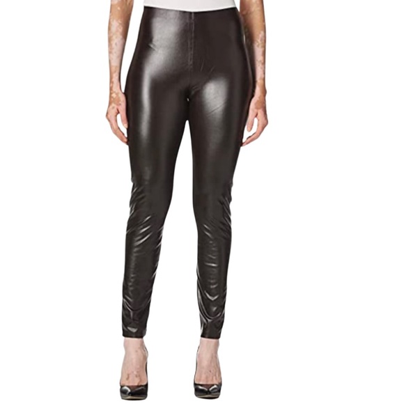Hue Womens Sleek Effect High Waist Leggings size XL vegan leather-look. - Picture 3 of 9